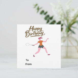 Carte Tennis Joyeux Anniversaire avec une joueuse sur le