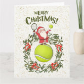 Carte Tennis Joyeux Noël avec le Père Noël (Devant)