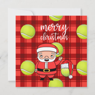 Carte Tennis Noël avec balle de tennis Santa Claus Car