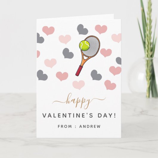Carte Tennis Romantique Valentine Coeurs & Racket Love (Devant)