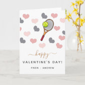 Carte Tennis Romantique Valentine Coeurs & Racket Love (Fleur jaune)