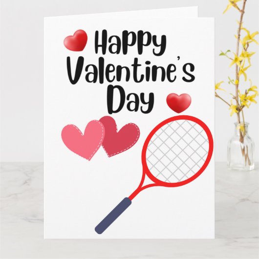 Carte TENNIS Saint-Valentin au joueur avec amour (Fleur jaune)