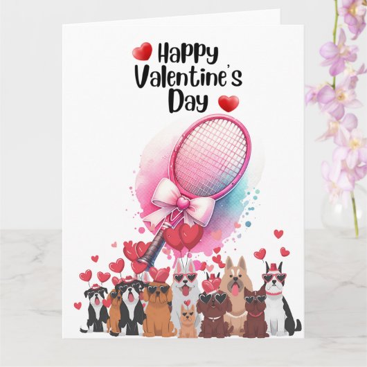 Carte TENNIS Saint-Valentin au joueur avec amour (Orchidée)