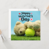 Carte Tennis Teddy bear Bonne Saint-Valentin au joueur (Devant/Arrière en situation)