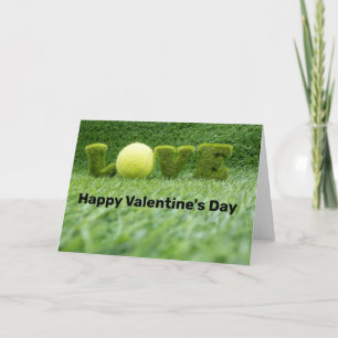 Carte Tennis Valentine's Day avec balle, raquette et amo