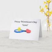 Carte Tennis Valentine's Day avec balle, raquette et amo (Fleur jaune)