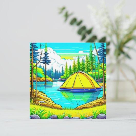 Carte Tente Floating sur le lac Camping Thème (Debout devant)