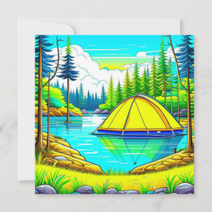 Carte Tente Floating sur le lac Camping Thème