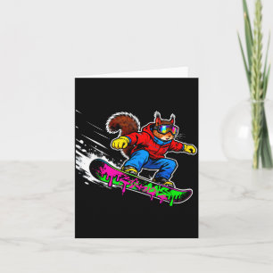 Carte Tenue de fausse écureuil drôle de snowboard Animau