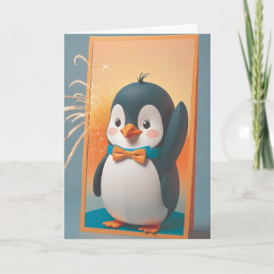 Carte Tenue de fête de pingouin
