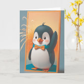 Carte Tenue de fête de pingouin (Fleur jaune)
