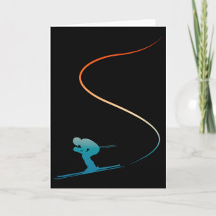 Carte Tenue de ski rétro vintage skieur nordique