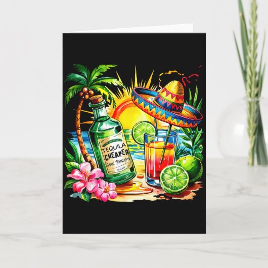 Carte Tequila drôle de boisson Cinco De Mayo Fête mexica (Devant)