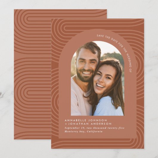 Carte Teracotta de rouille bohème moderne géométrique (Devant / Derrière)