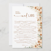 Carte Terracotta Boho Floral Fête des mariées Mad Libs J (Devant)