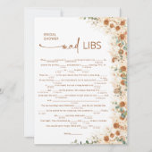 Carte Terracotta Boho Floral Fête des mariées Mad Libs J (Devant)