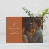 Carte Terracotta Boho Monogramme Mariage Enregistrer la (Debout devant)