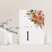 Carte Terracotta Boho Rose Floral Wedding Table Numbers