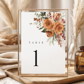 Carte Terracotta Boho Rose Floral Wedding Table Numbers