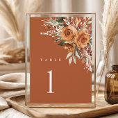 Carte Terracotta Boho Wedding Table Numbers, Rose Floral