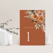 Carte Terracotta Boho Wedding Table Numbers, Rose Floral