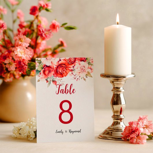 Carte Terracotta Burgundy Blush Floral Table Number