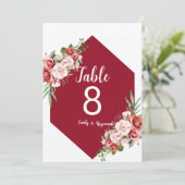 Carte Terracotta Burgundy Blush Floral Table Number (Debout devant)