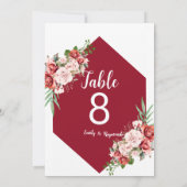 Carte Terracotta Burgundy Blush Floral Table Number (Dos)