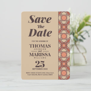 Carte Terracotta et Mauve Art Deco Save the Date QR