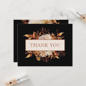 Carte Terracotta Feuille  Floral Merci (Devant/Arrière en situation)