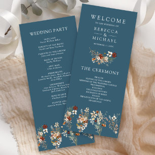 Carte Terracotta Fleur sauvage Dusty Blue Wedding Progra
