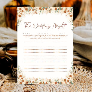 Carte Terracotta Floral Boho Rose Jeu de nuit Mariage