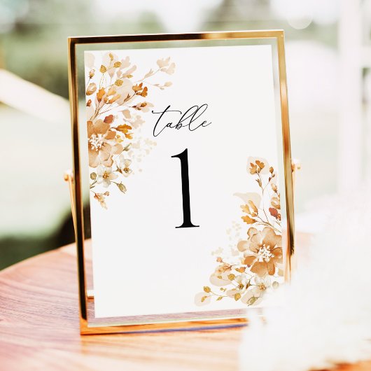 Carte Terracotta Floral Elegant Wedding Table Numbers