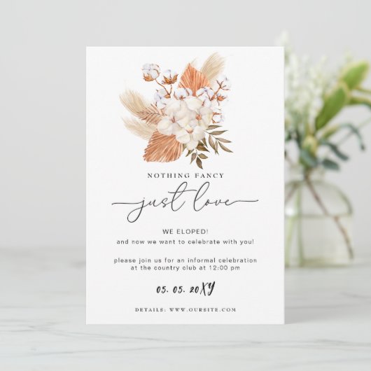 Carte Terracotta Pampas Rustique Réception de mariage en (Debout devant)