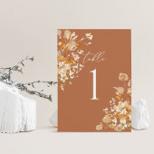 Carte Terracotta Wedding Table Numbers, Floral Elegant