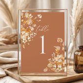 Carte Terracotta Wedding Table Numbers, Floral Elegant