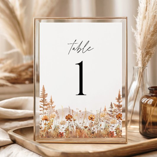Carte Terracotta Wildflower Mountain Table Numbers