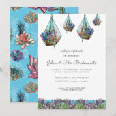 Carte Terrarium géométrique suspendu | Bridesmaid Brunch (Devant / Derrière)