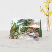Carte Terrasse du Manor House aquarelle peinture (Fleur jaune)