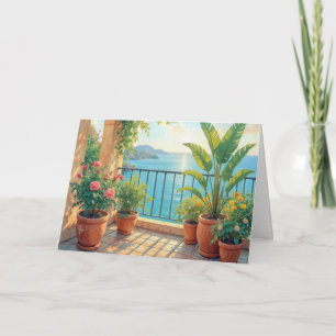 Carte Terrasse Ensoleillée de Bord de Mer pour Anniversa