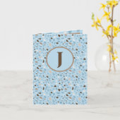 Carte Terrazzo Monogramme Bleu Tan Brown Salutation quot (Fleur jaune)