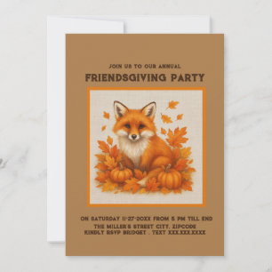Carte terre cuite rustique Friendsgiving Citrouille Fox
