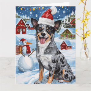 Carte Terre de Rêve d'Hiver de Noël Joie Chien Heeler Bl