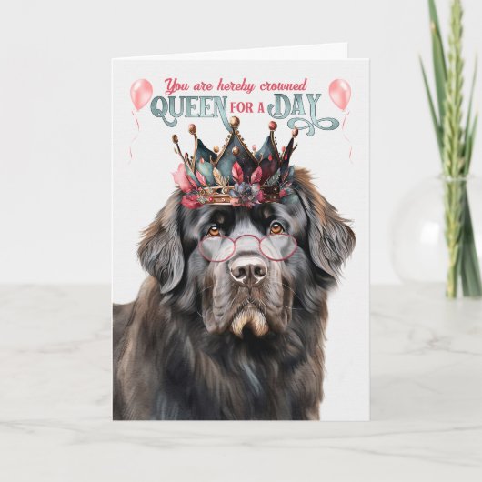 Carte Terre-Neuve Dog Queen pour une journée d'anniversa (Devant)