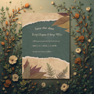 Carte terre vintage boho chic vert sûr la date