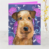 CARTE TERRIER AIREDALE        (Fleur jaune)
