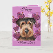 CARTE TERRIER AIREDALE      (Fleur jaune)