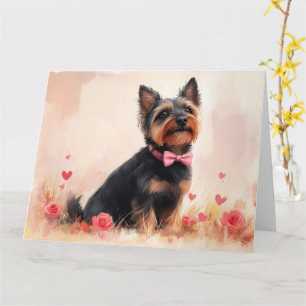 Carte Terrier Australien avec des Roses - Saint-Valentin