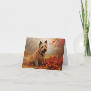 Carte Terrier Australien dans les feuilles d'automne qui