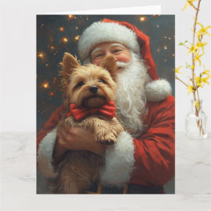 Carte Terrier Australien Père Noël Noël Fêtard